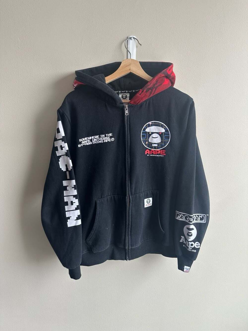 Aape by A Bathing Ape x Pac-Man Full Zip Hoodie Size L